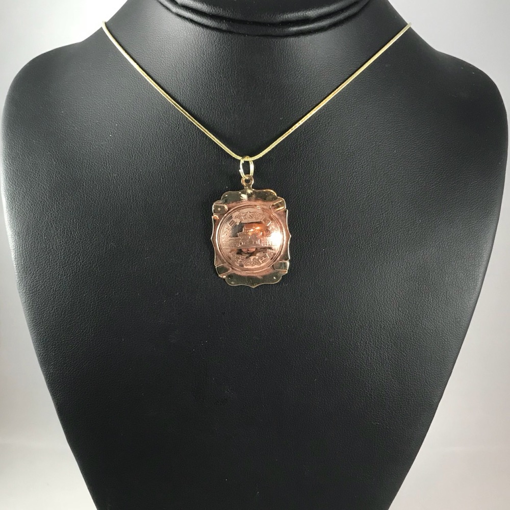 Real Copper Chinese Coin on Brass Pendant B-1-15